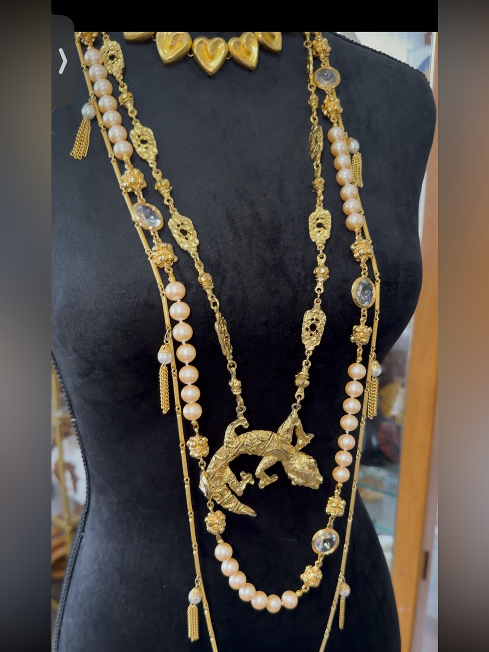 Massive VTG 80s Runway Lizard Necklace - 112g Molten Gold Style - Heavy Couture - Picture 11 of 11